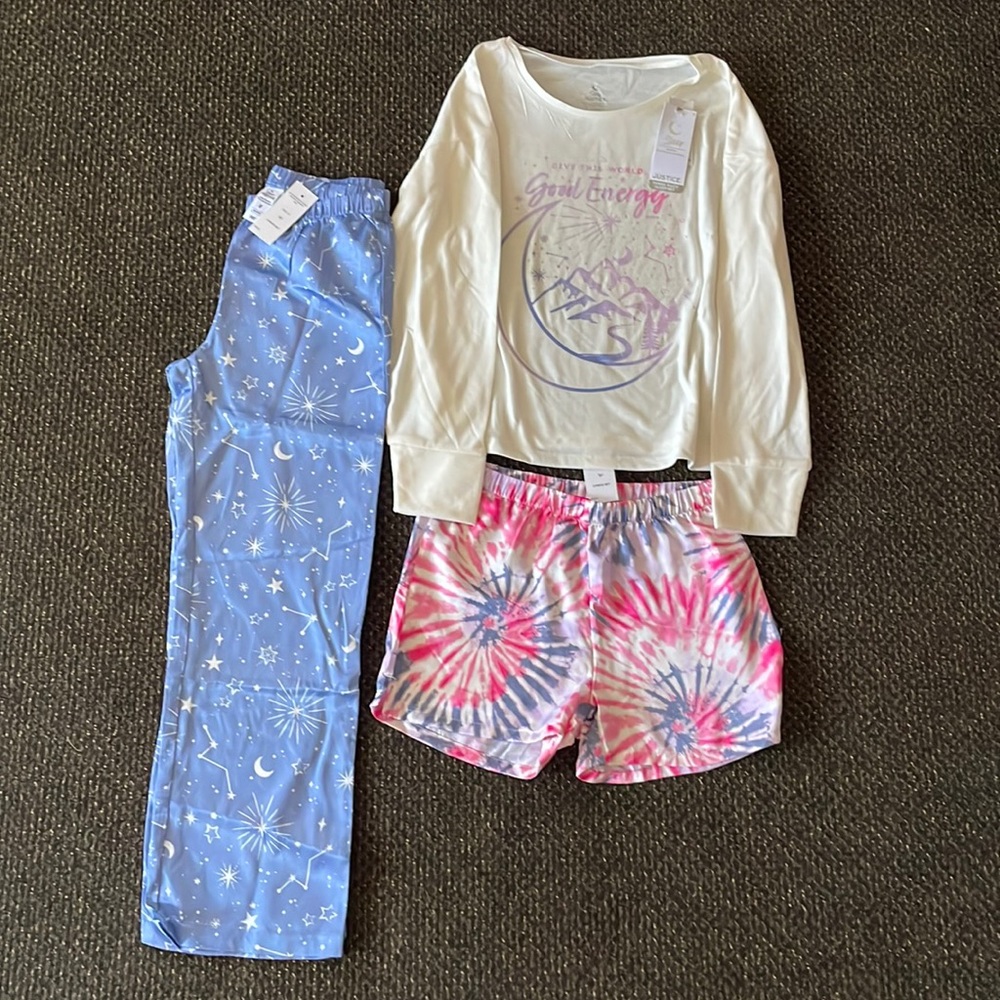 Girls justice size 8 3pc pajama set NWT